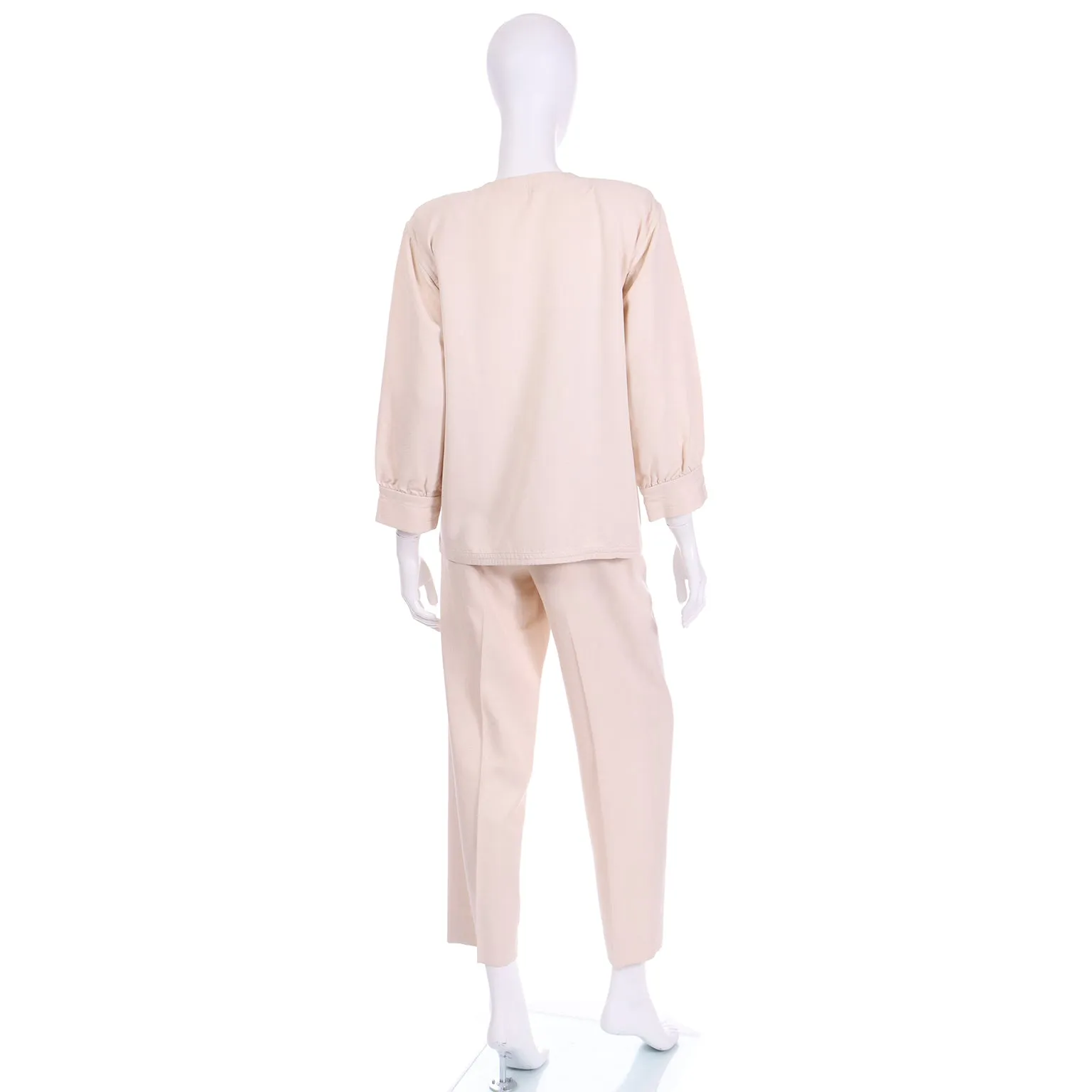 1970s Yves Saint Laurent Natural Linen 2 Pc Jacket & Trouser Suit