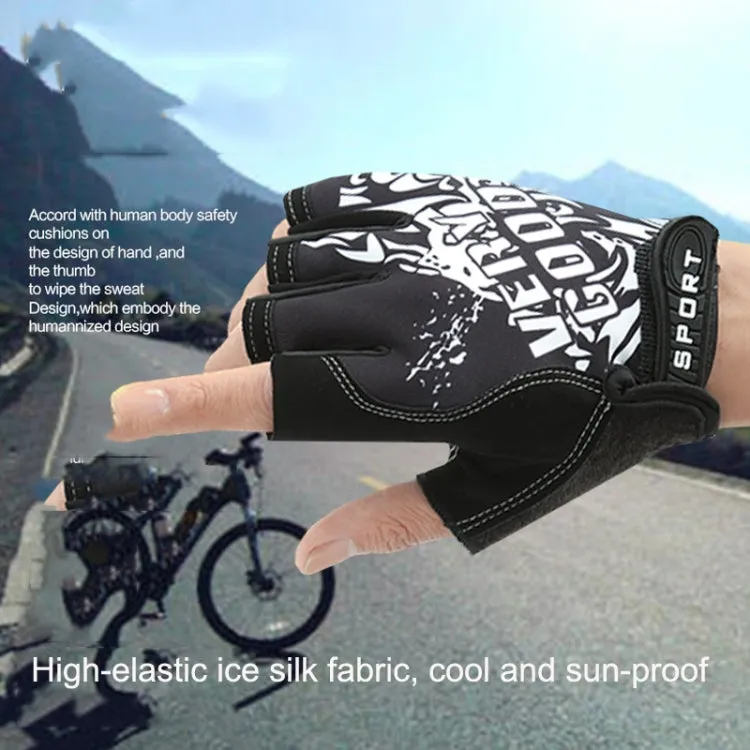 1pair Outdoor Sports Light and Breathable Summer Non-slip Fitness Half-finger Gloves(Red)