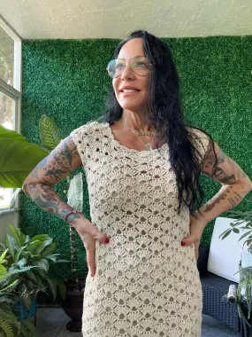 70s Boho Crochet Lace Ivory Handmade dress from Rico International