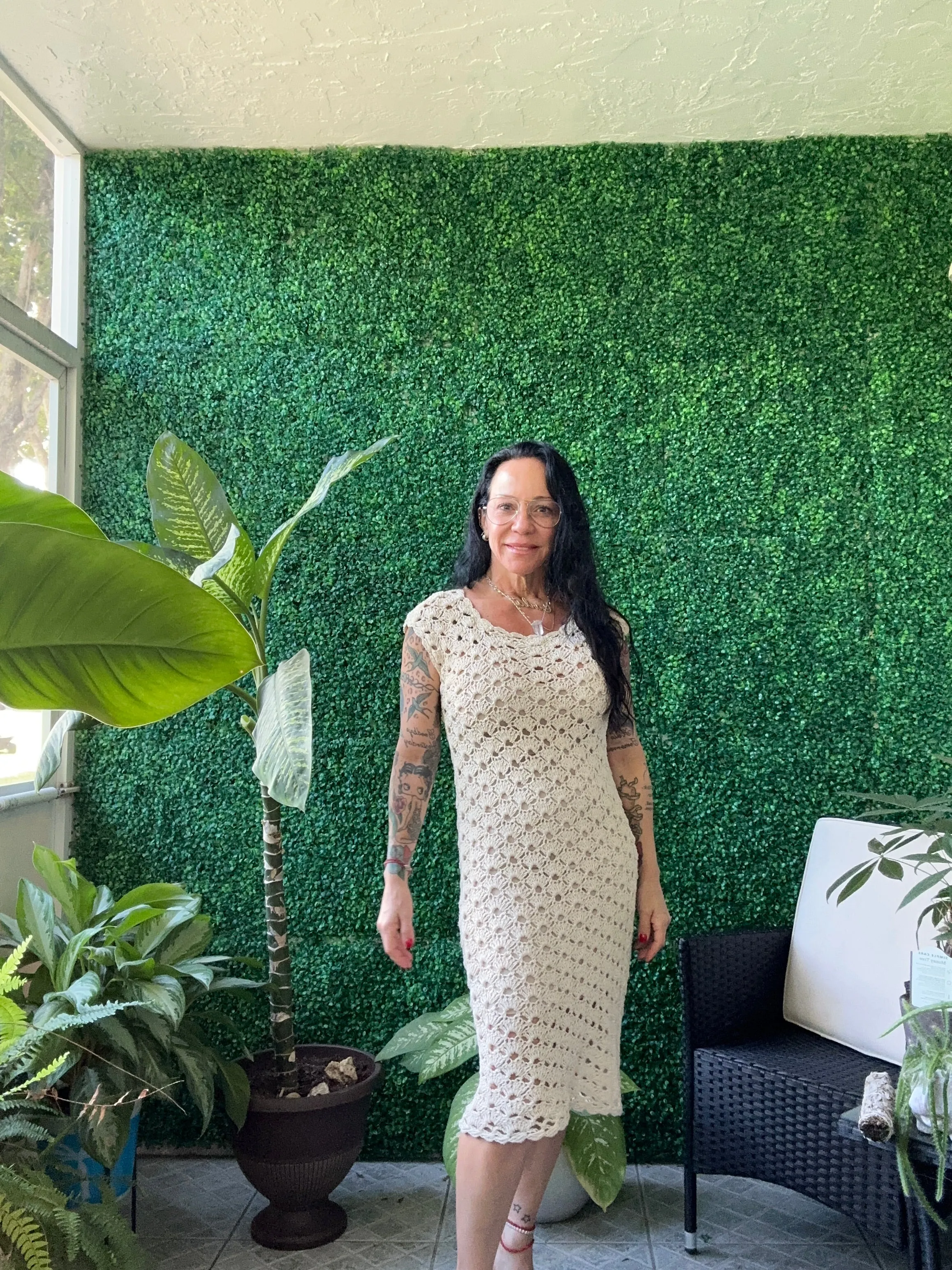 70s Boho Crochet Lace Ivory Handmade dress from Rico International