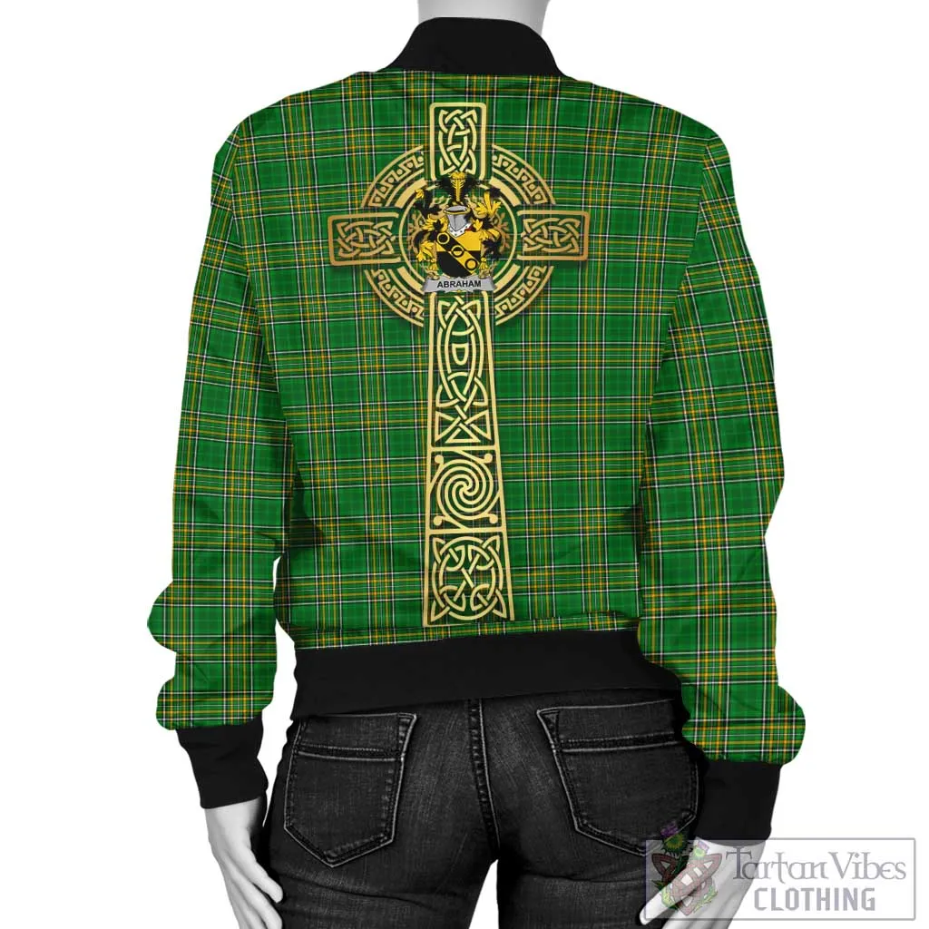 Abraham Irish Clan Tartan Bomber Jacket with Coat of Arms Celtic Tree of Life Style