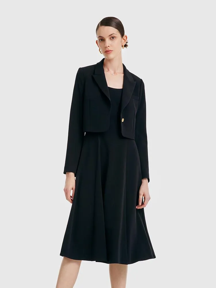 Acetate Camisole Dress With Tailored Blazer Two-Piece Suit