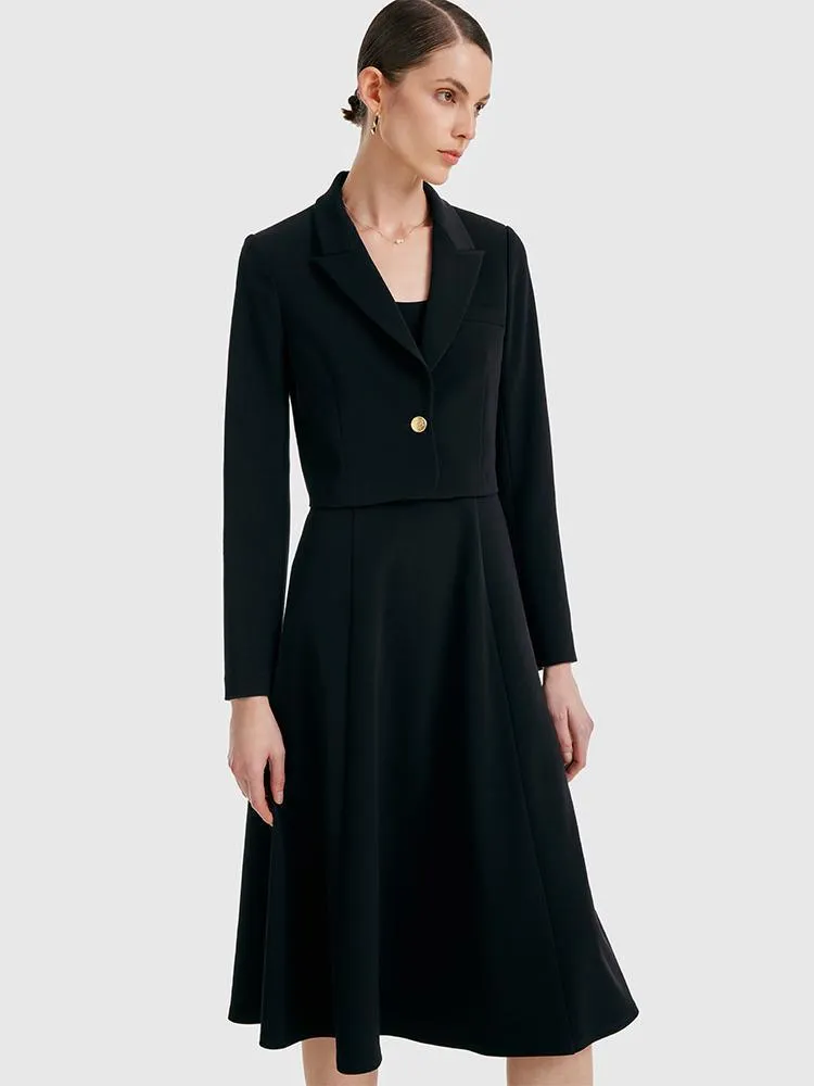 Acetate Camisole Dress With Tailored Blazer Two-Piece Suit