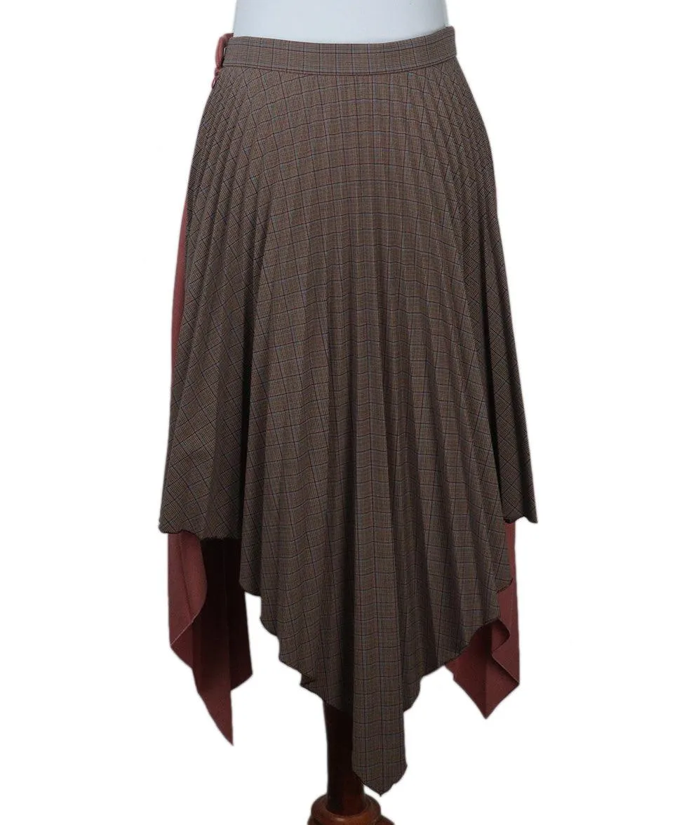 Acne Studios Peach Plaid Pleated Skirt sz 4