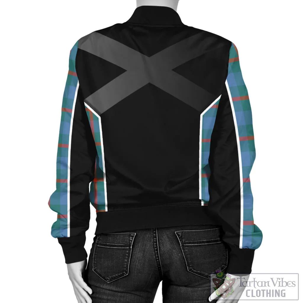 Agnew Ancient Tartan Bomber Jacket with Family Crest and Scottish Thistle Vibes Sport Style