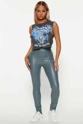 All Eyes On You Faux Leather Leggings - Grey