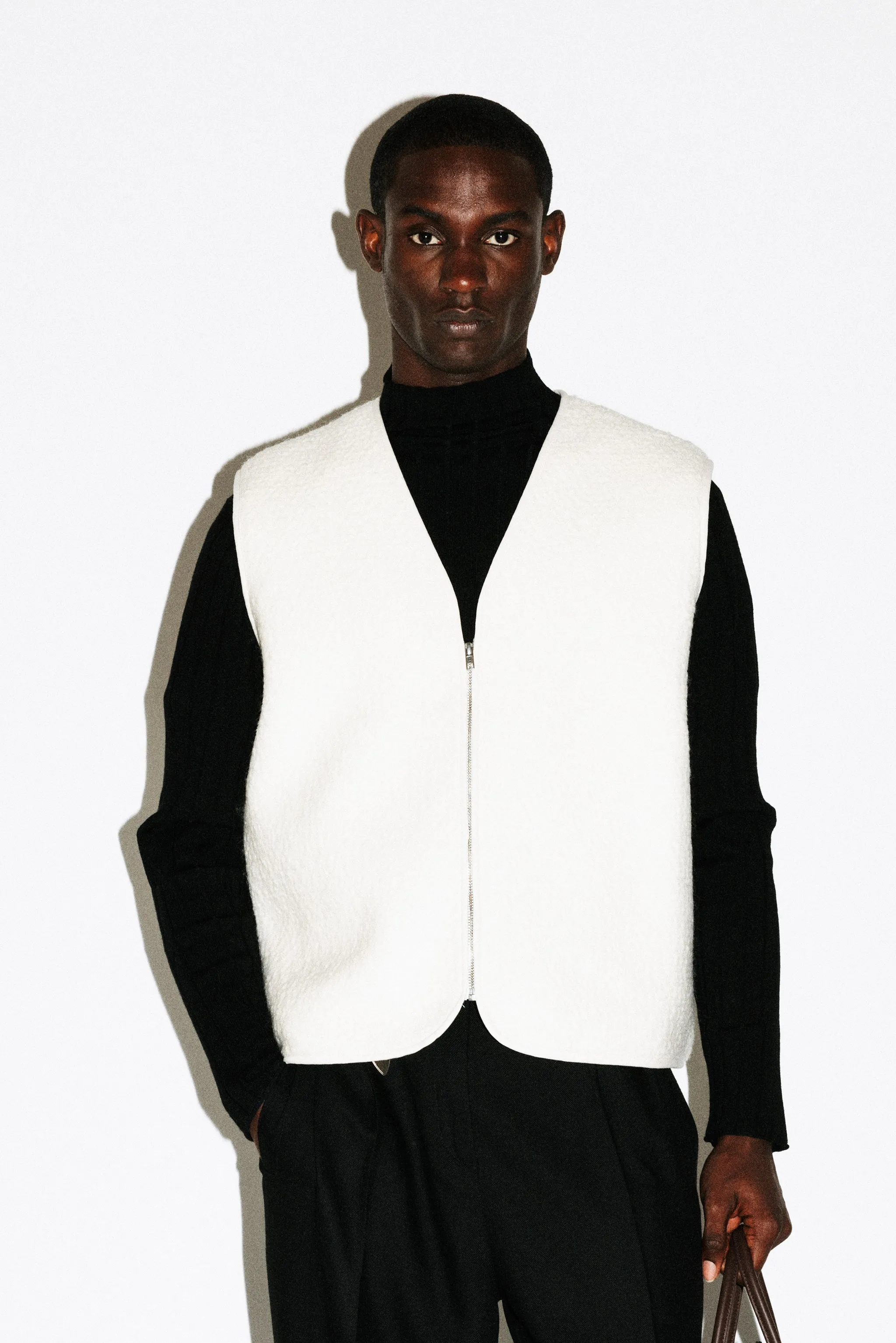 Alta Textural Teddy Gilet  |  Bone