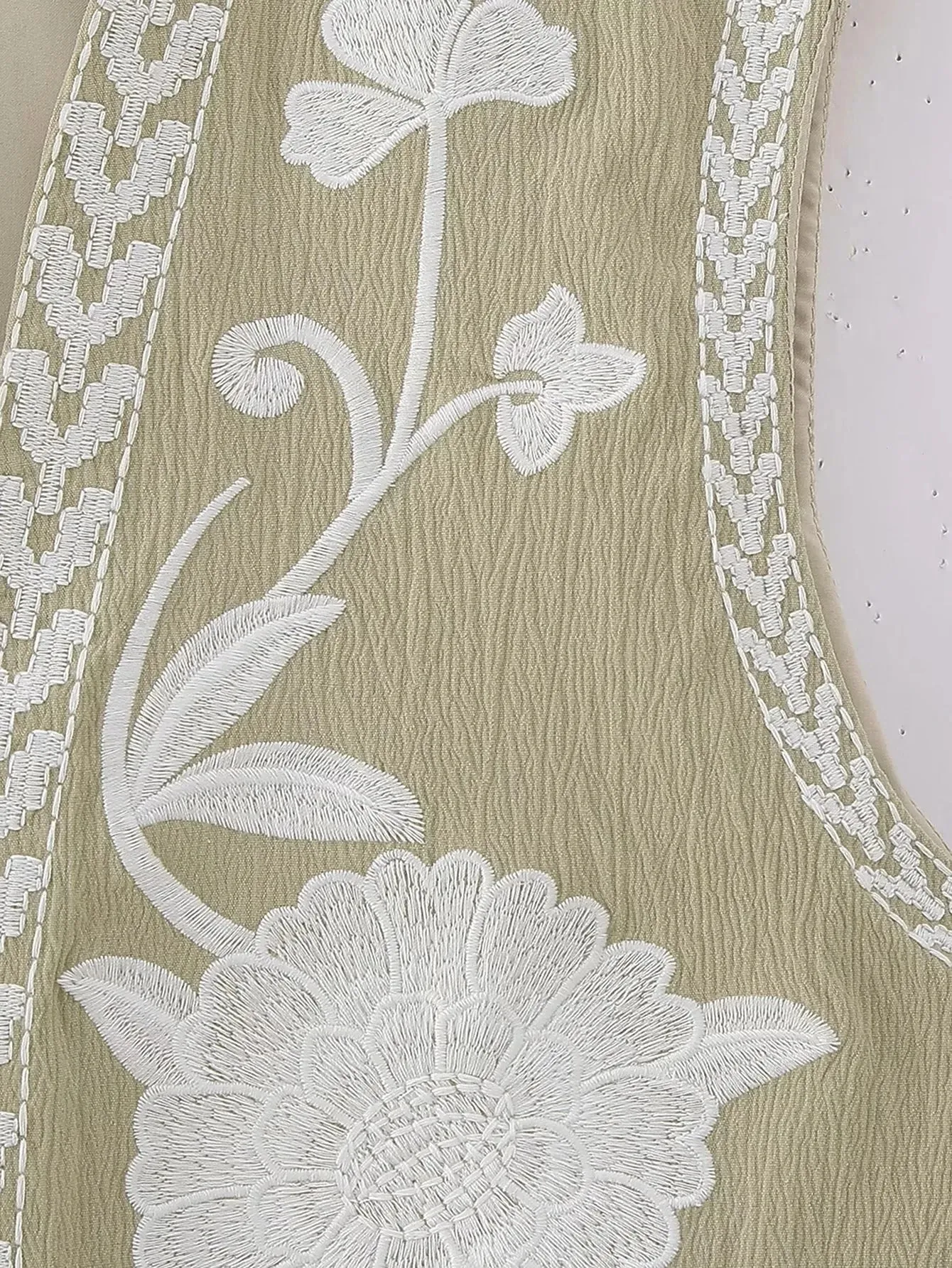 Artisanal Embroidered Cropped Waistcoat - Women Vintage Vest
