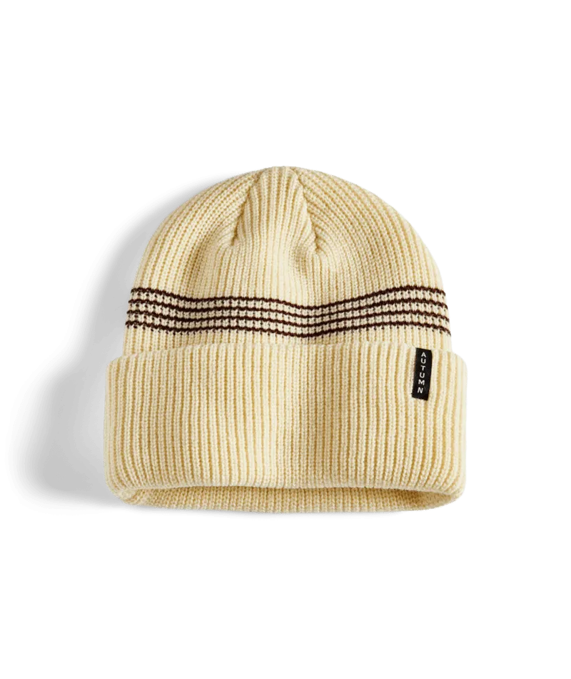 Autumn Select Mini Stripe Beanie in Natural Burgundy 2025