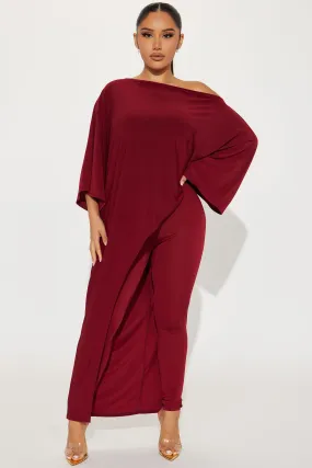 Beverly Off Shoulder Legging Set - Burgundy