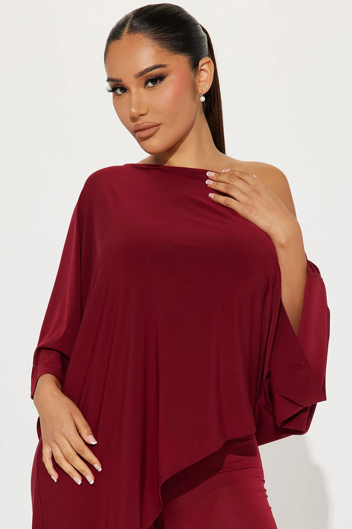 Beverly Off Shoulder Legging Set - Burgundy