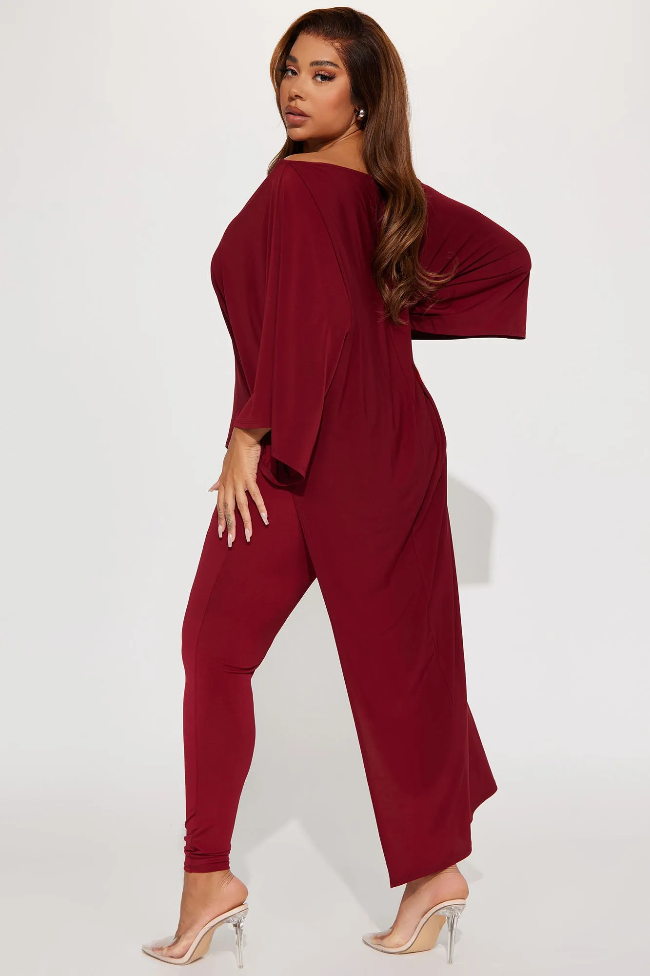 Beverly Off Shoulder Legging Set - Burgundy