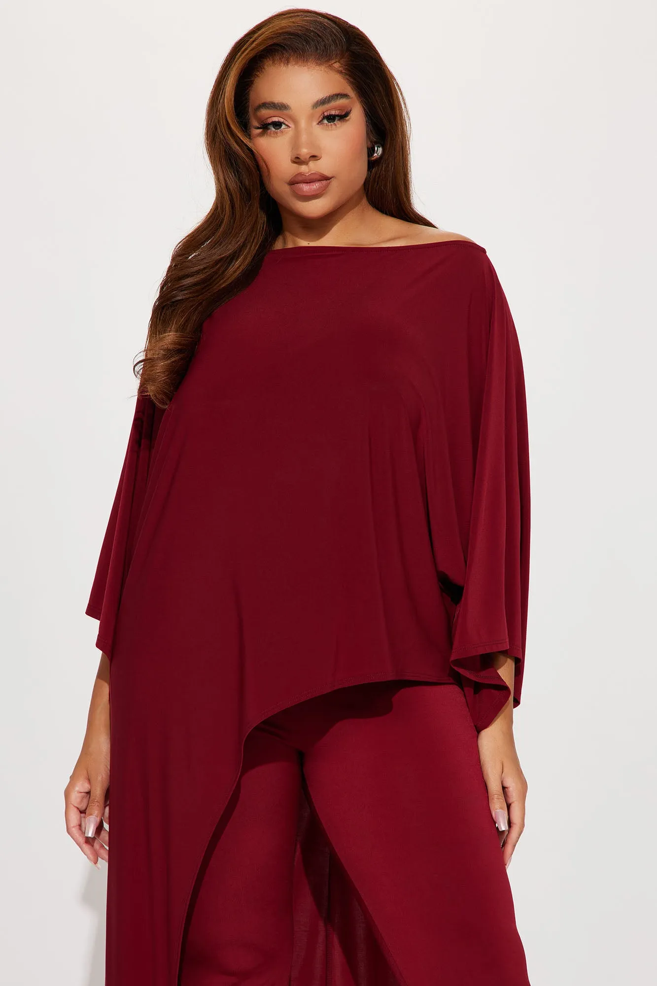 Beverly Off Shoulder Legging Set - Burgundy
