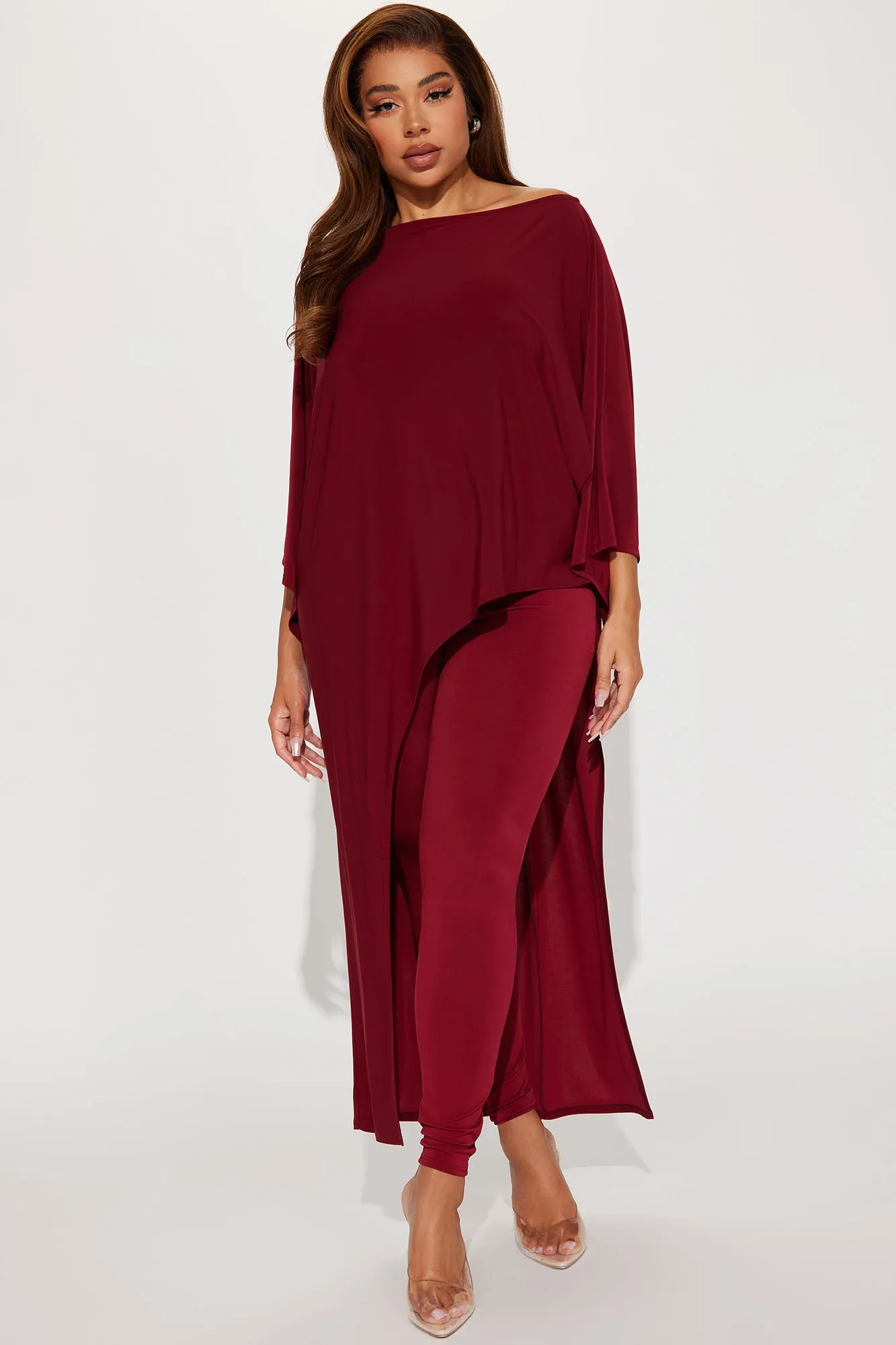 Beverly Off Shoulder Legging Set - Burgundy