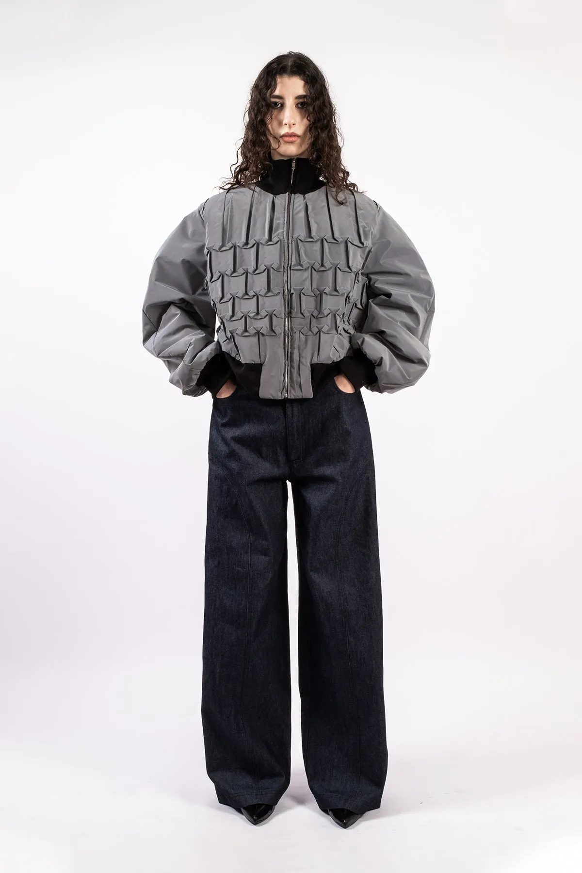 Bomber réflectif plissé artisanal