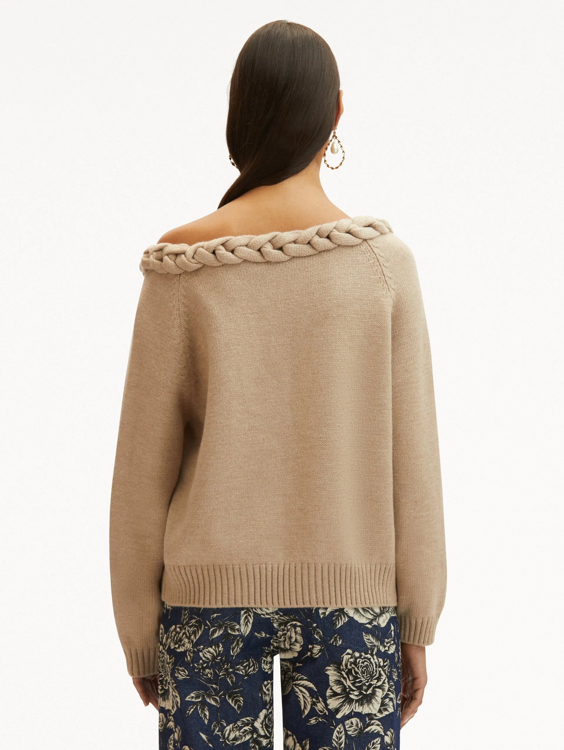 Braided Neckline Pullover