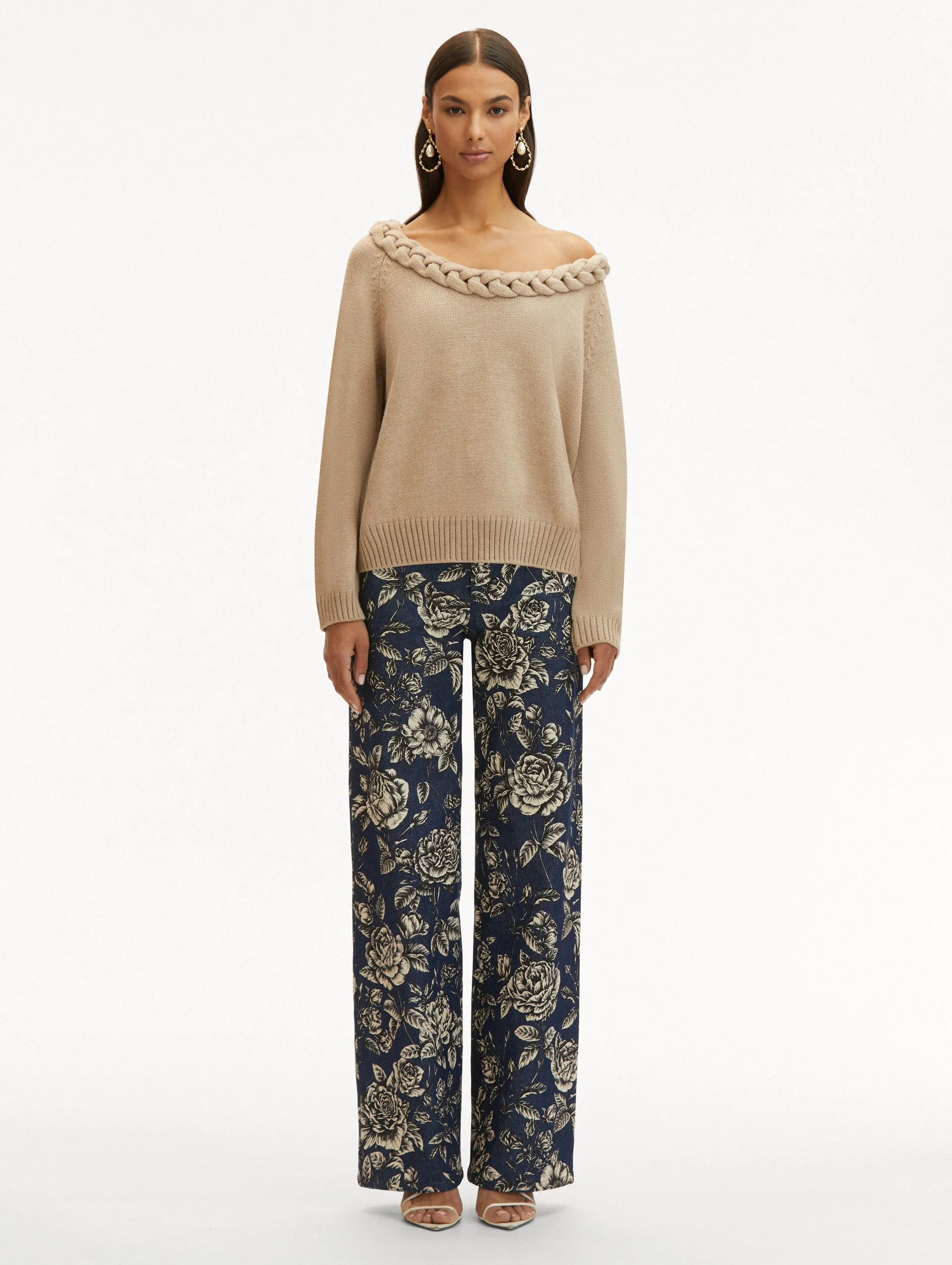 Braided Neckline Pullover