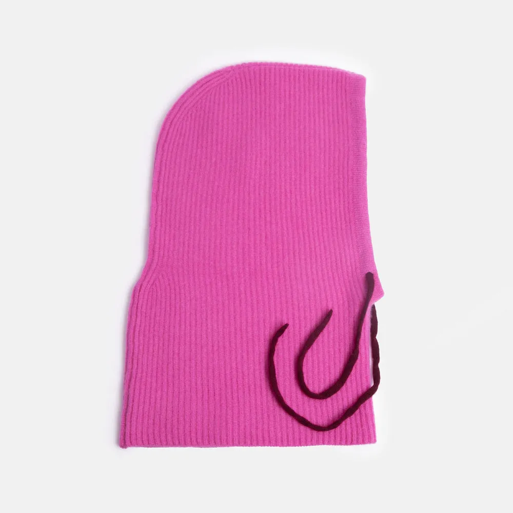 Bright Pink Cashmere Balaclava Hood