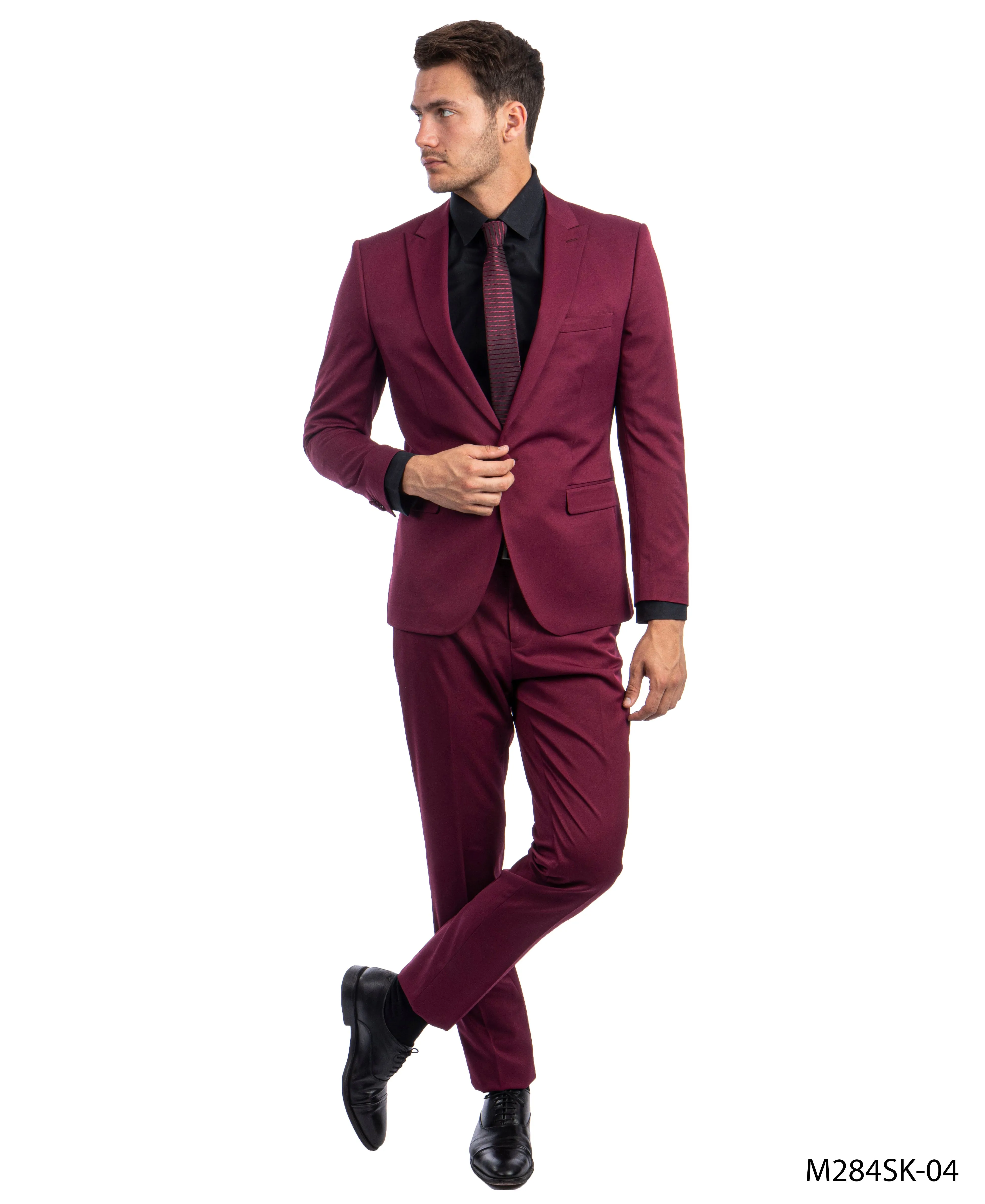 Burgundy 2 PC Solid Suit - Slim Fit