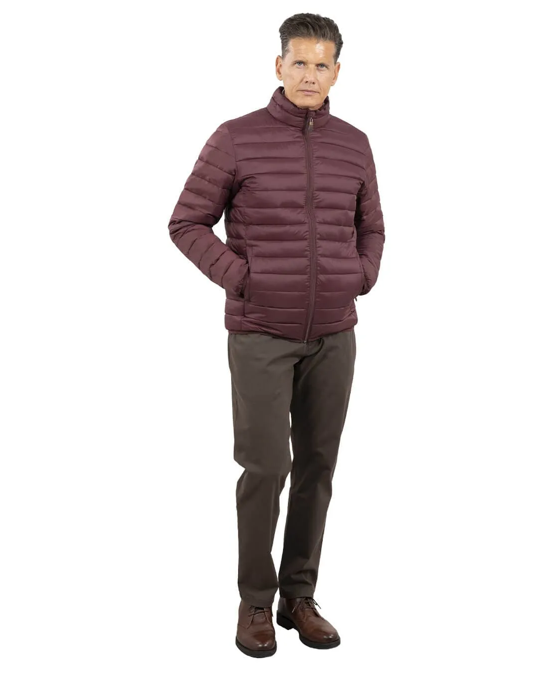 Burgundy Funnel Neck Wadded Jacket