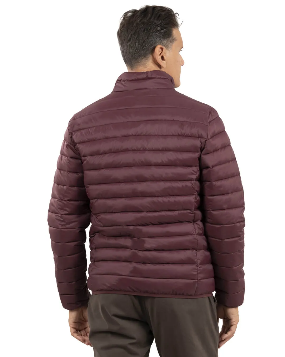 Burgundy Funnel Neck Wadded Jacket