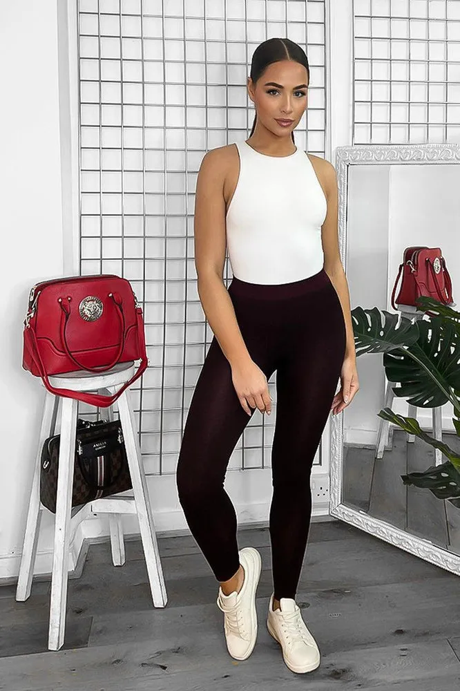 Burgundy Leopard Print High Waist Leggings