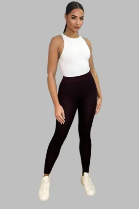 Burgundy Leopard Print High Waist Leggings