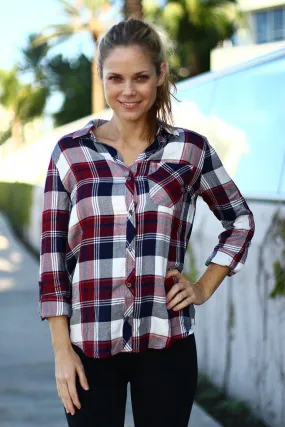 Burgundy Plaid Top