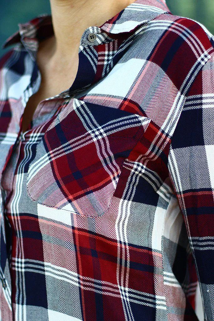Burgundy Plaid Top