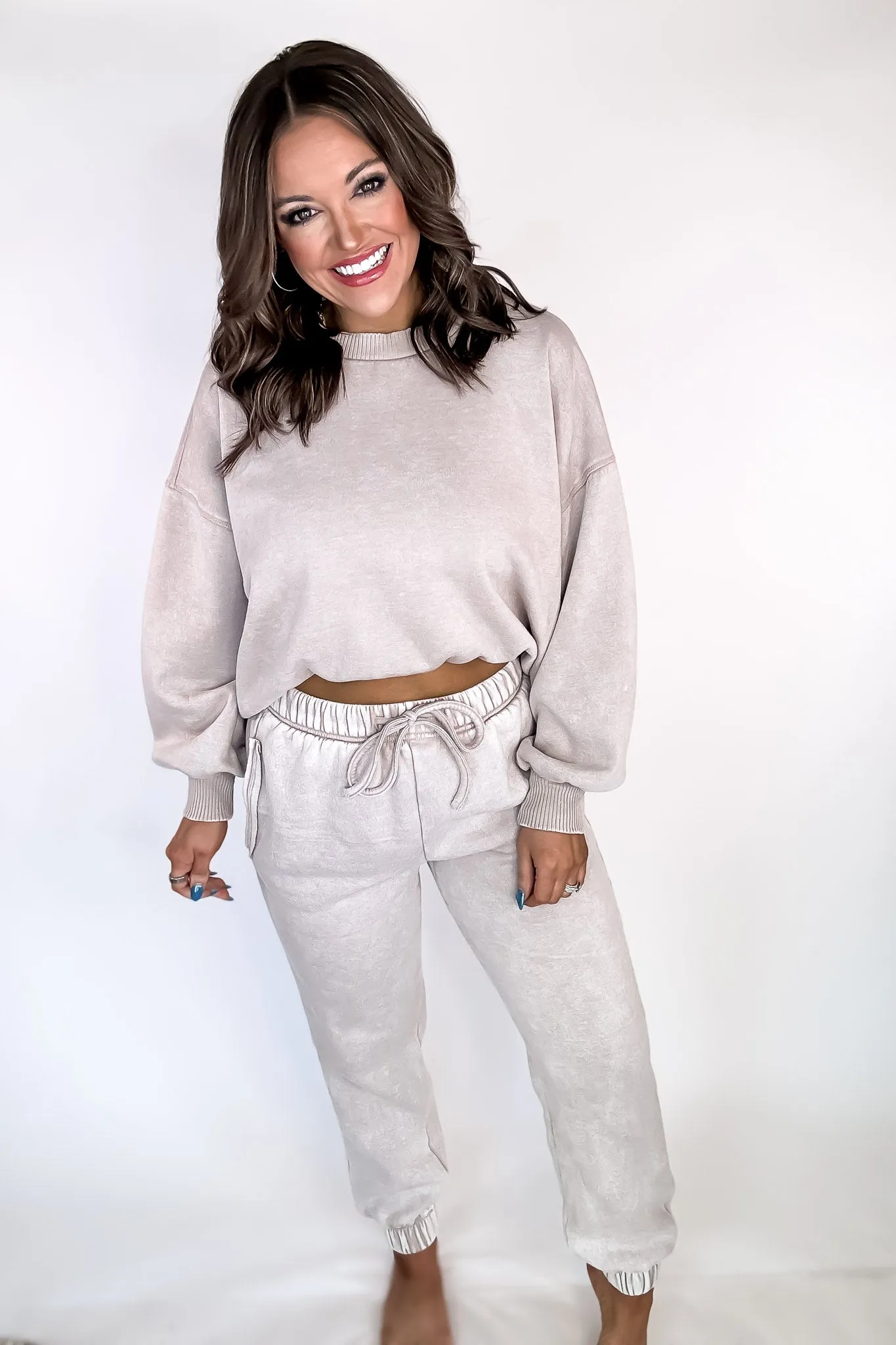 Elite Status Ash Mocha Acid Wash Oversized Pullover