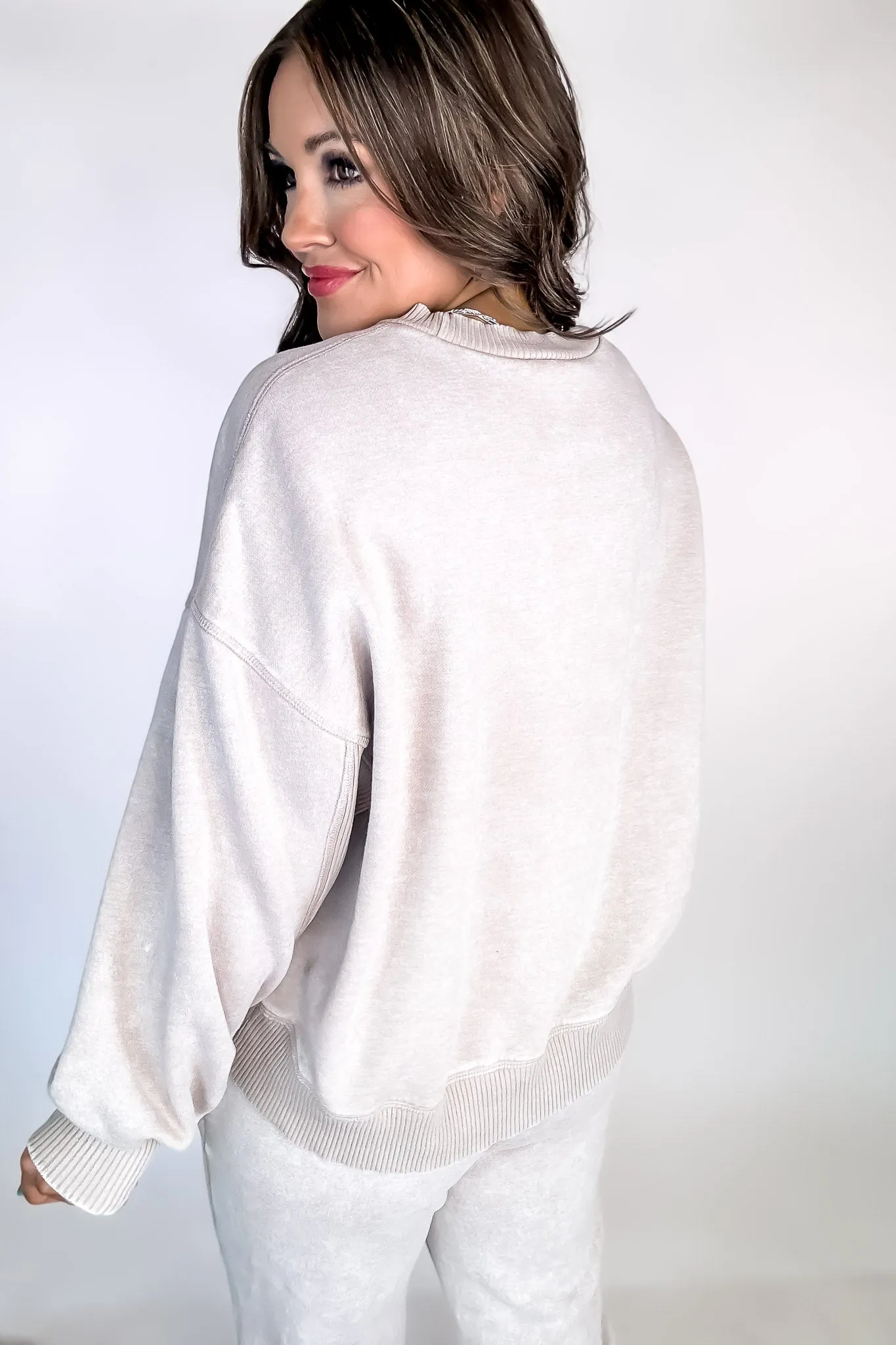 Elite Status Ash Mocha Acid Wash Oversized Pullover