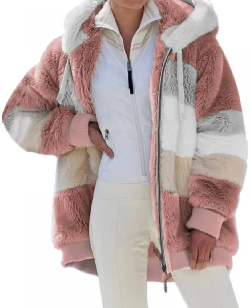 Fast Shipping Women's Warm and Plush Hooded Jacket for Winter