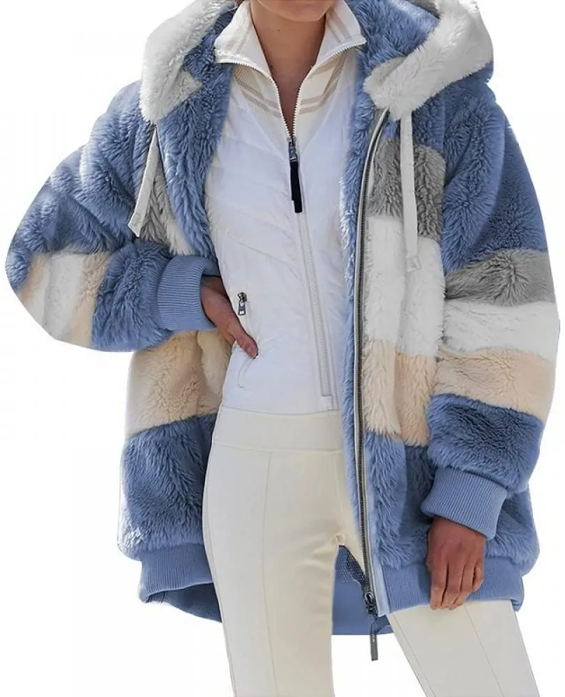Fast Shipping Women's Warm and Plush Hooded Jacket for Winter