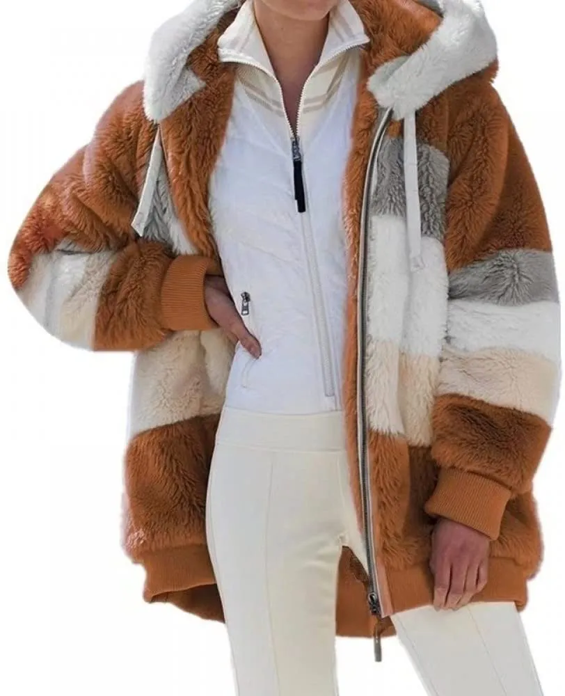 Fast Shipping Women's Warm and Plush Hooded Jacket for Winter
