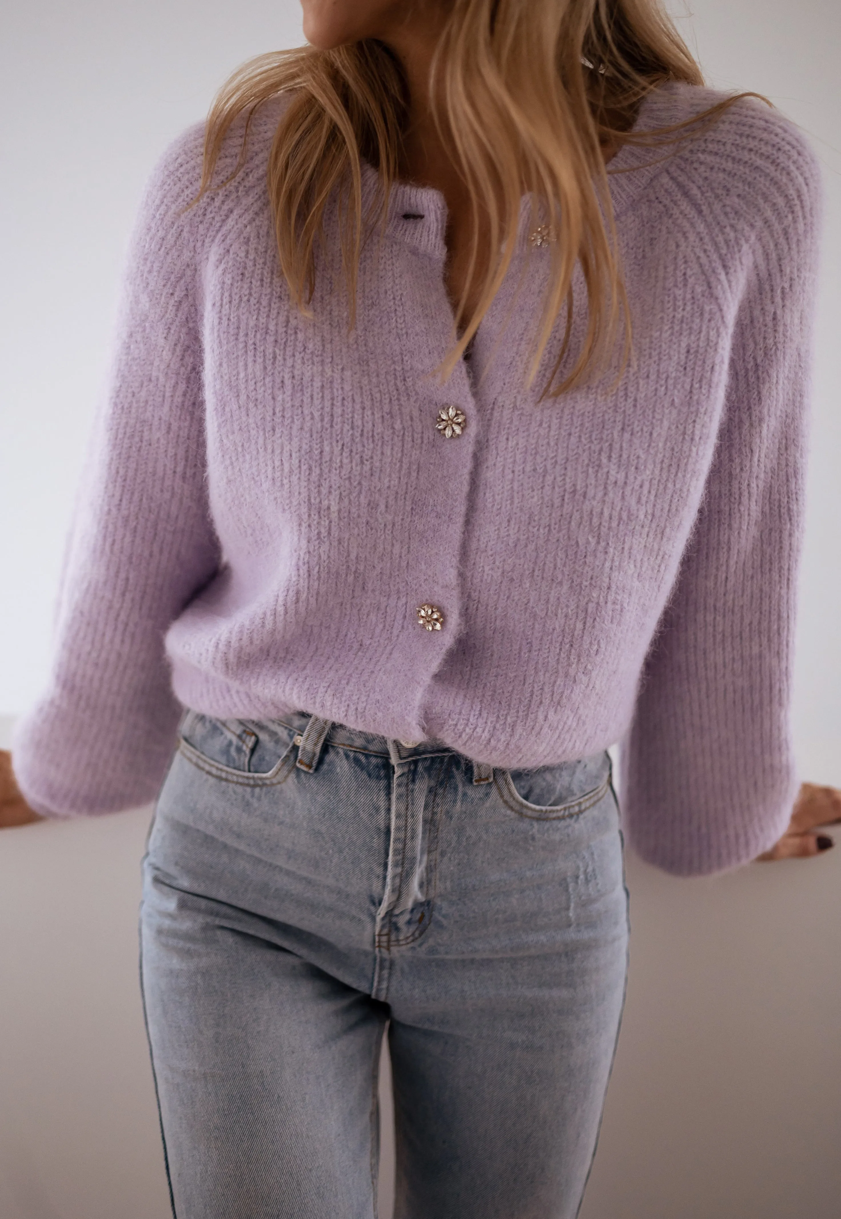Gilet Isa - lilas à boutons brillants