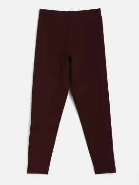 Girls Burgundy Basic Jeggings - Lyush Kids