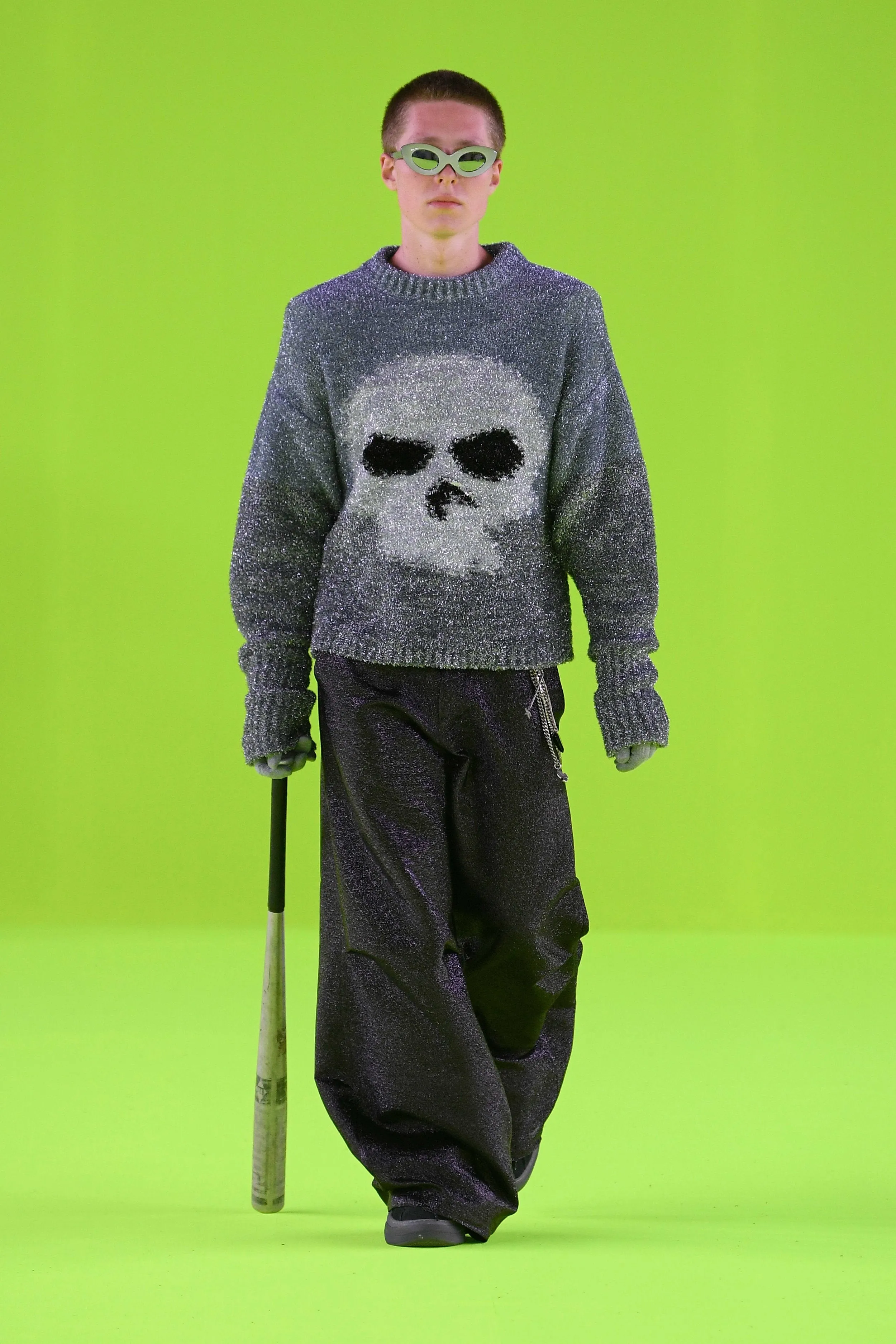 Glitter Skull Intarsia Pullover
