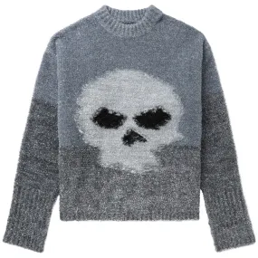 Glitter Skull Intarsia Pullover