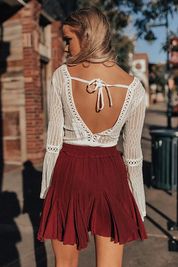 Headed For Happy Hour Skort In Maroon