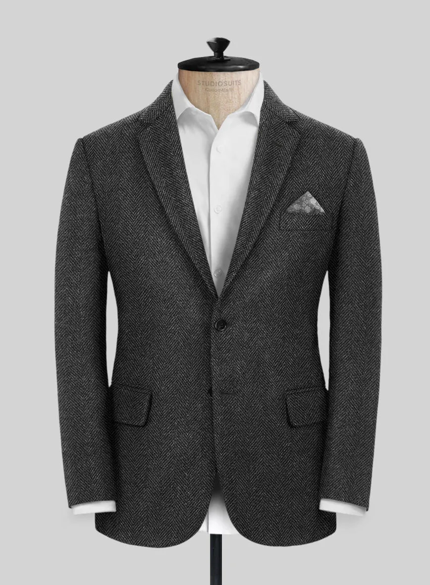 Italian Highlander Charcoal Herringbone Tweed Jacket