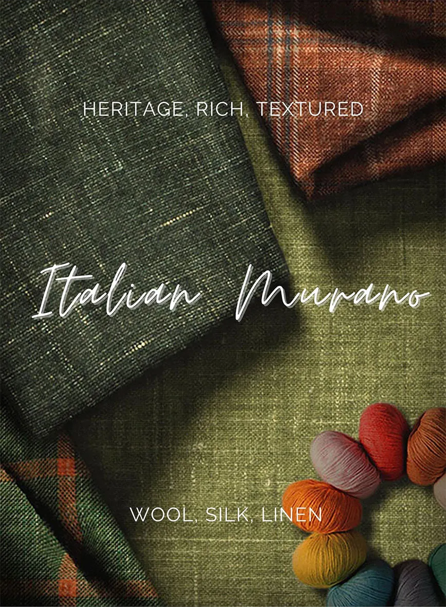 Italian Murano Enora Blue Wool Linen Silk Jacket