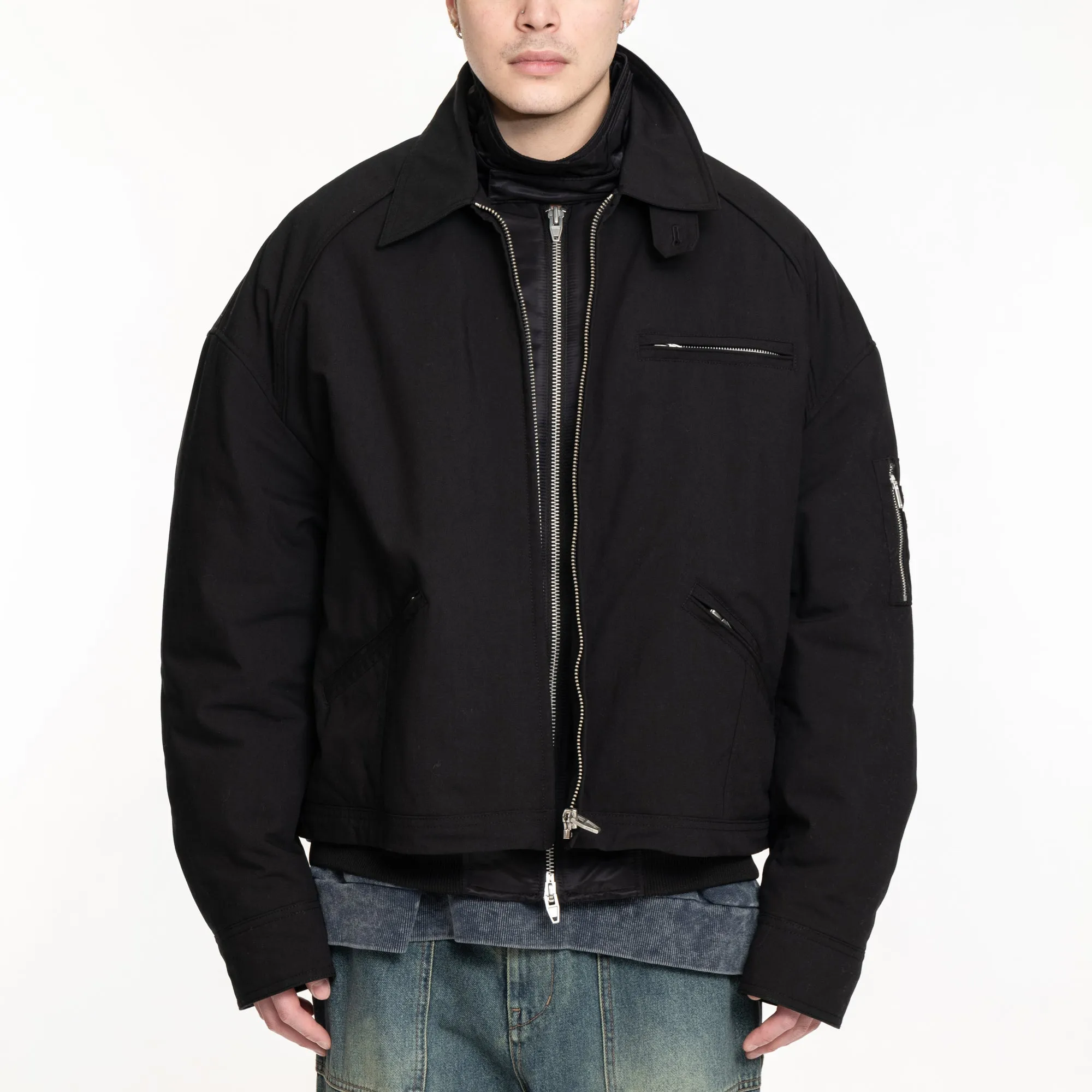 Layered Short Bomber Jacket