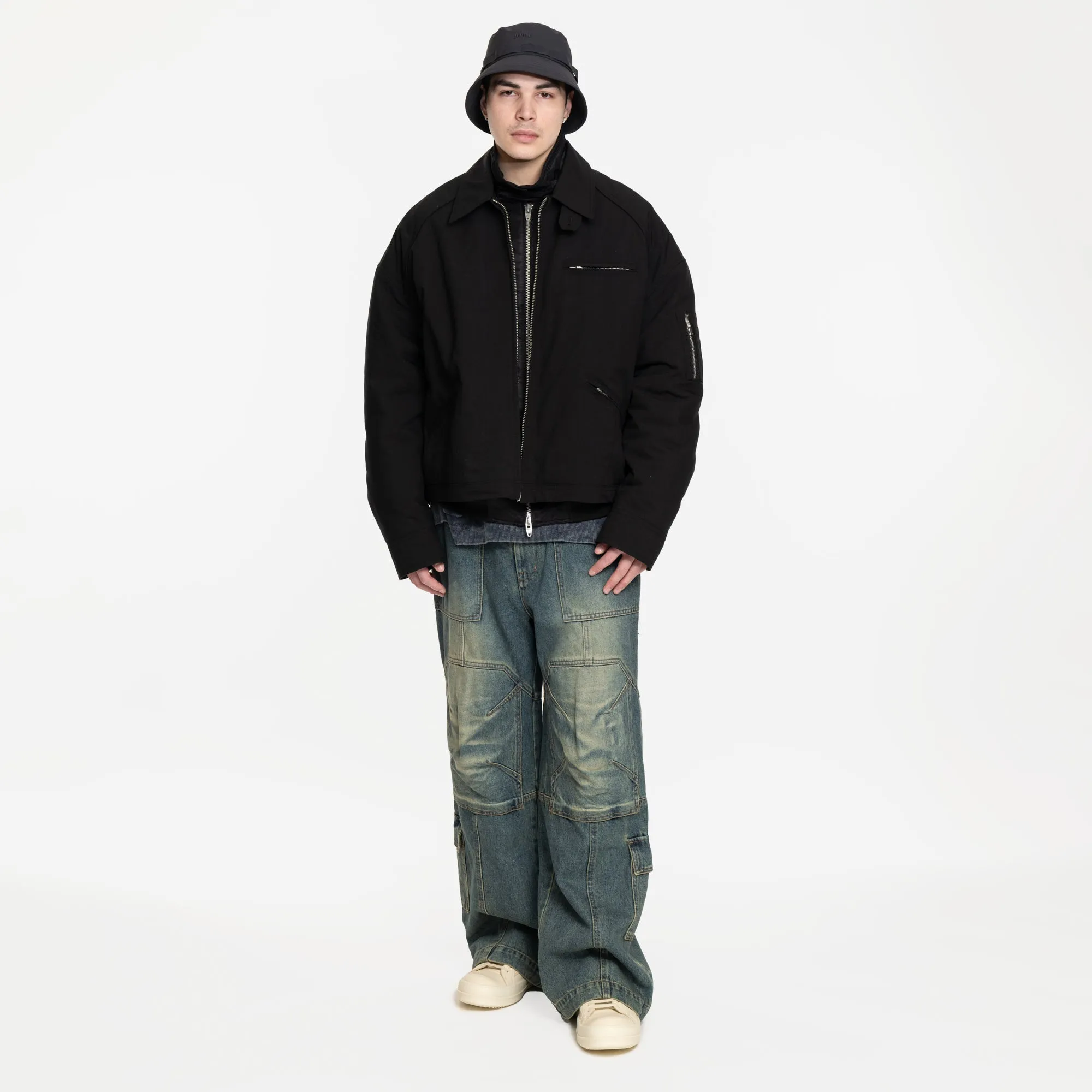 Layered Short Bomber Jacket