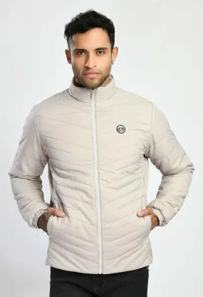 Light Gray Quilted Bomber Jacket