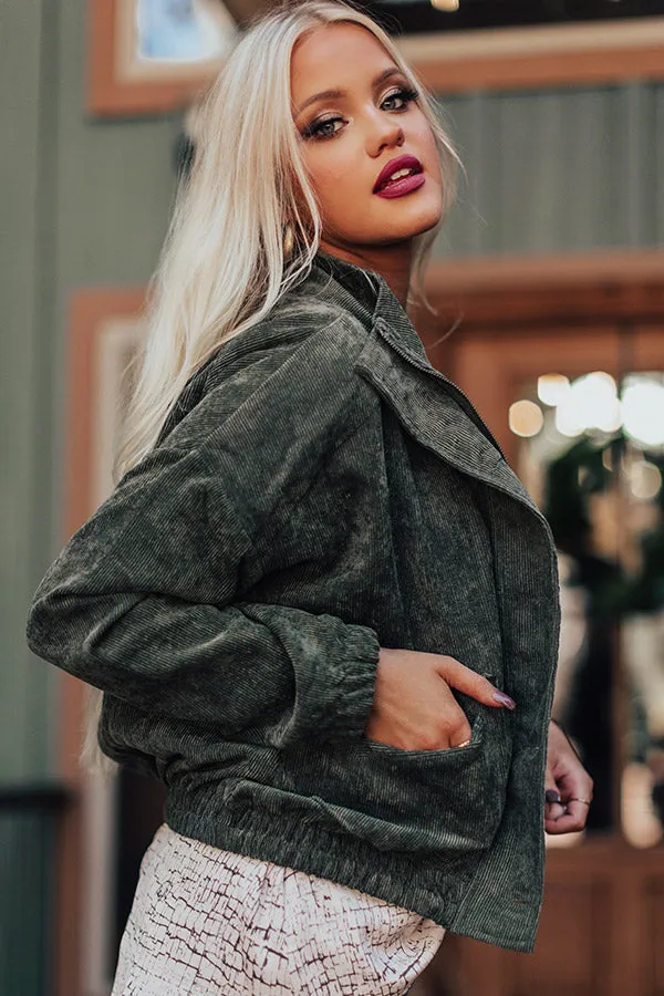 Looking Ahead Corduroy Jacket In Army Green
