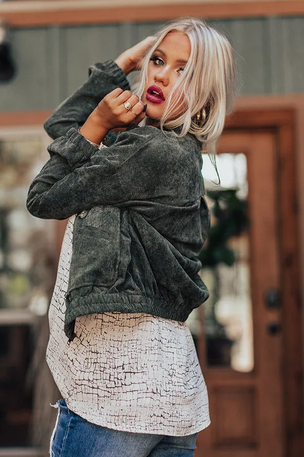Looking Ahead Corduroy Jacket In Army Green