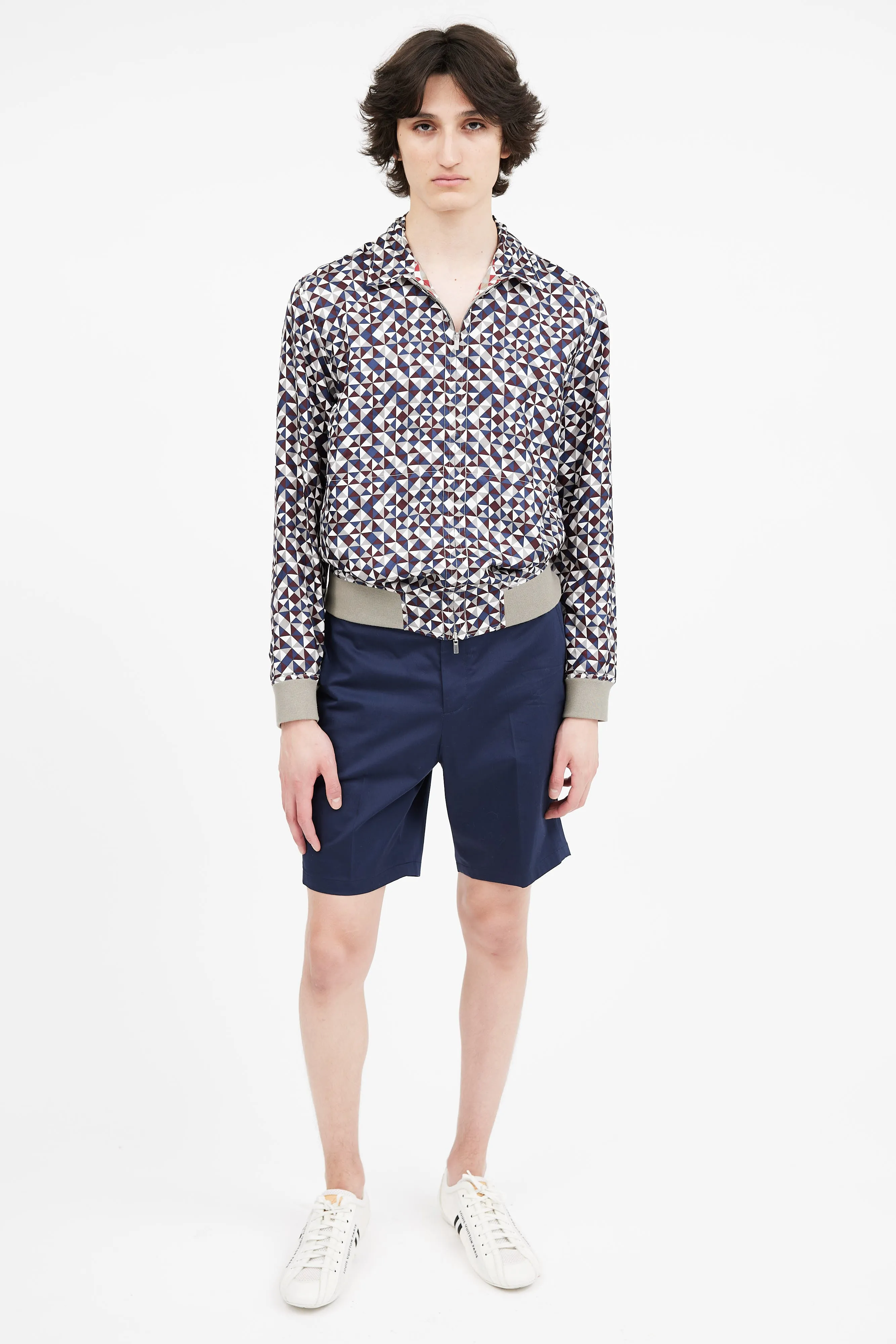 Multicolor Silk Print Reversible Jacket
