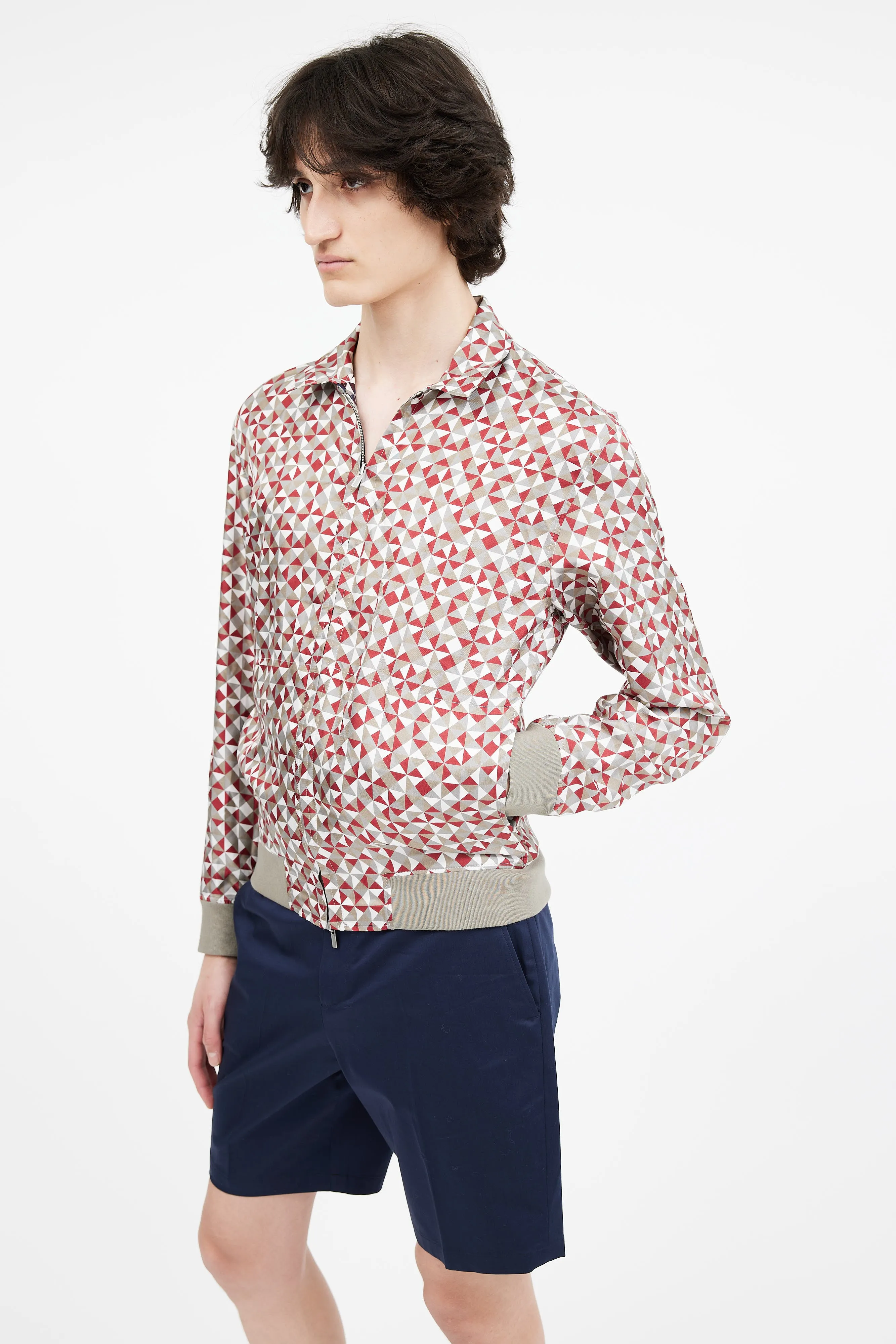 Multicolor Silk Print Reversible Jacket