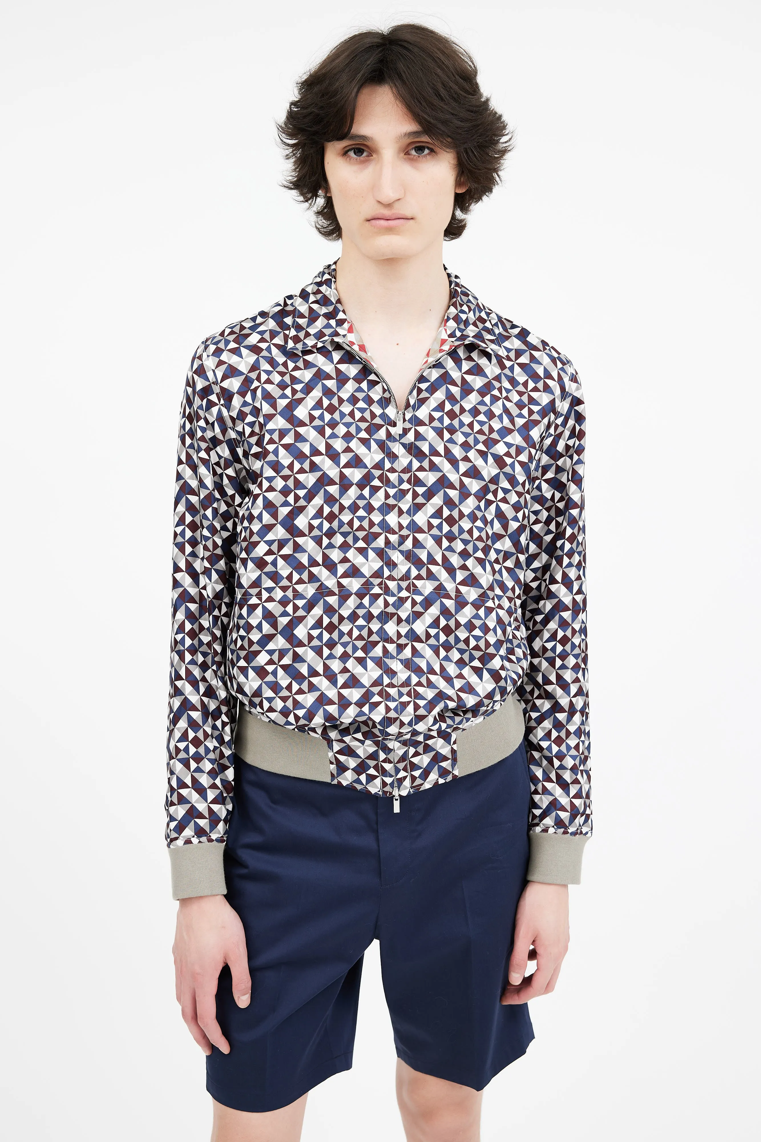 Multicolor Silk Print Reversible Jacket