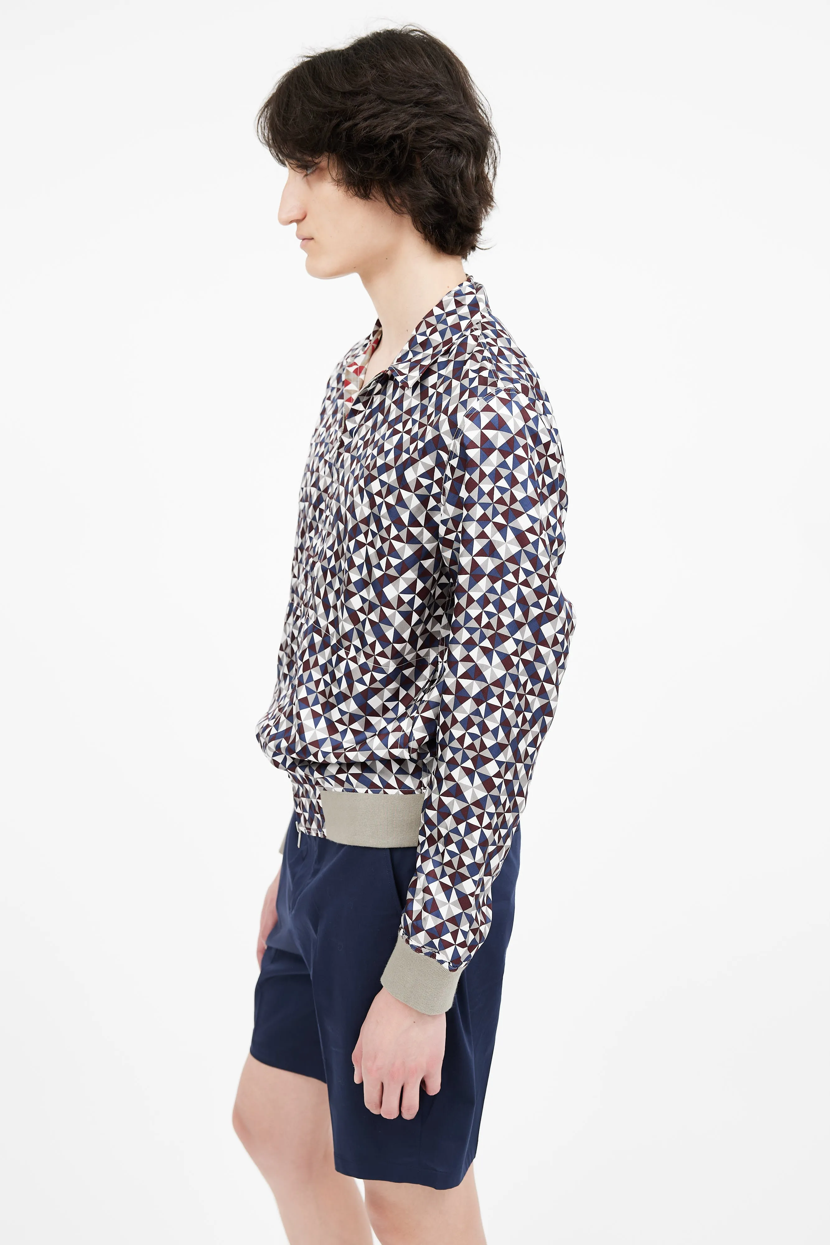 Multicolor Silk Print Reversible Jacket
